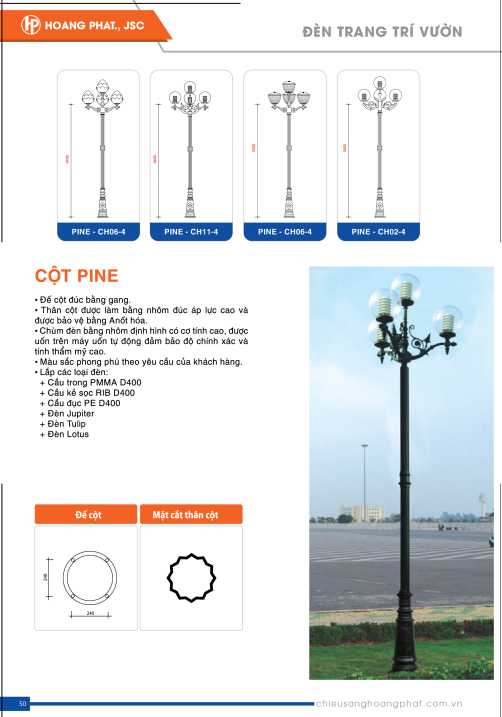 Cột đèn sân vườn Pine